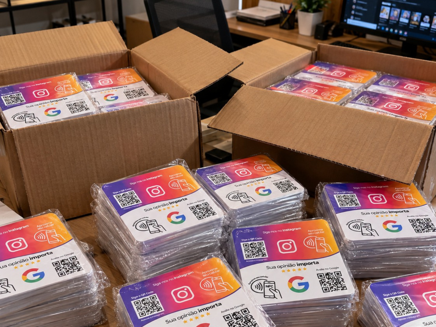 PLACAS DE AVALIAÇÃO DO GOOGLE E SEGUIR NO INSTAGRAM QRCODE+ NFC